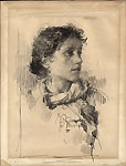 FRANCESCO PAOLO MICHETTI, Portrait of a Girl, pen